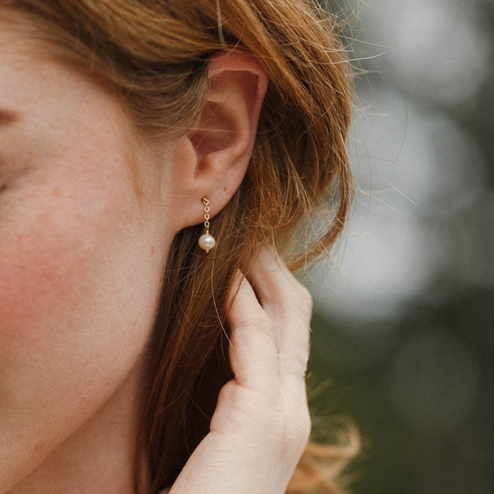 Pearl Drop Pendant Earrings - Wrenlee