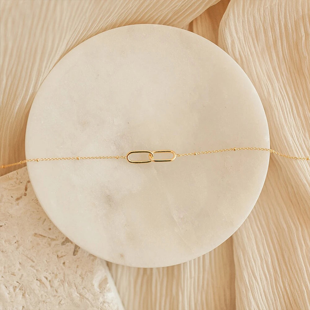 Double Paperclip Pendant Necklace