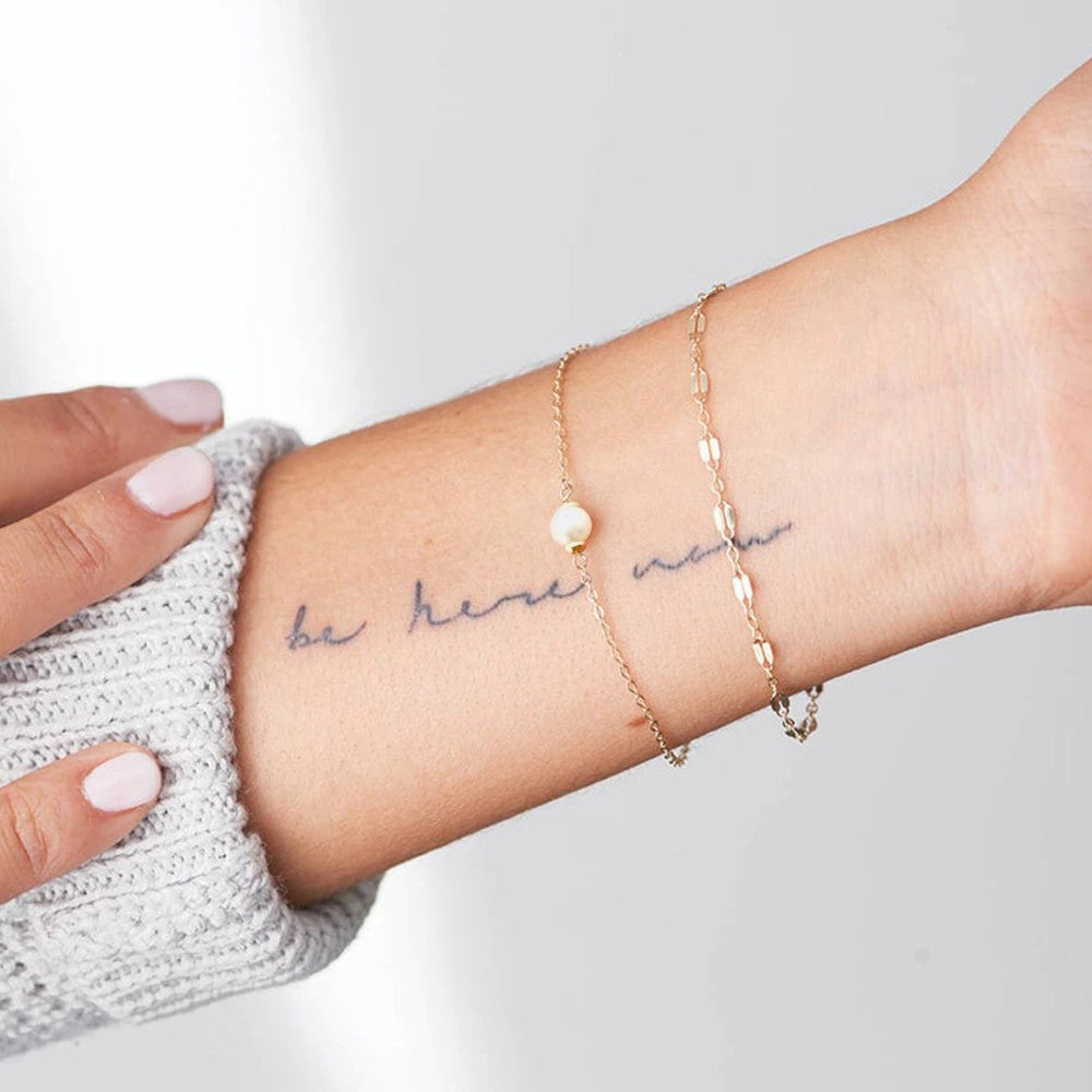 Double Link Chain Pearl Bracelet - Wrenlee
