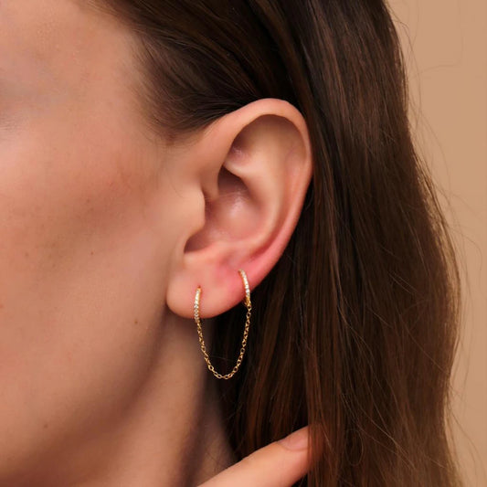 Double Chain Huggie Earring
