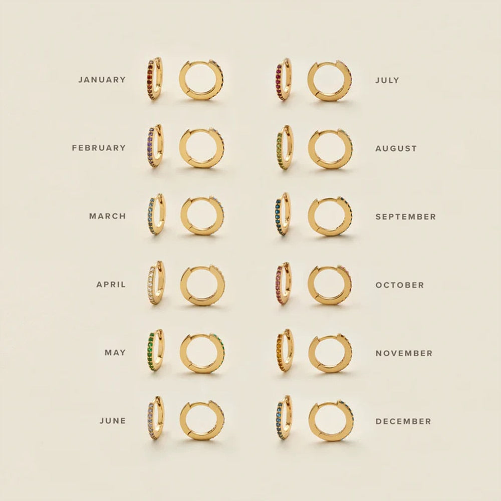 Birthstone Minimal Hoop Earrings - Wrenlee