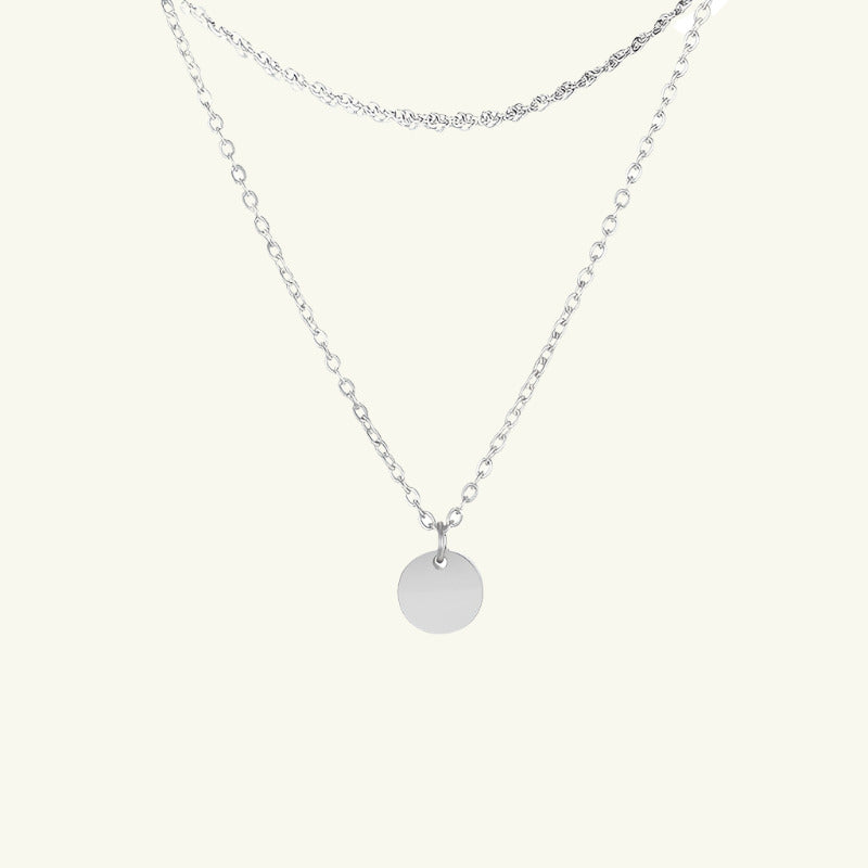 Arya Double Layer Disc Pendant Necklace Set