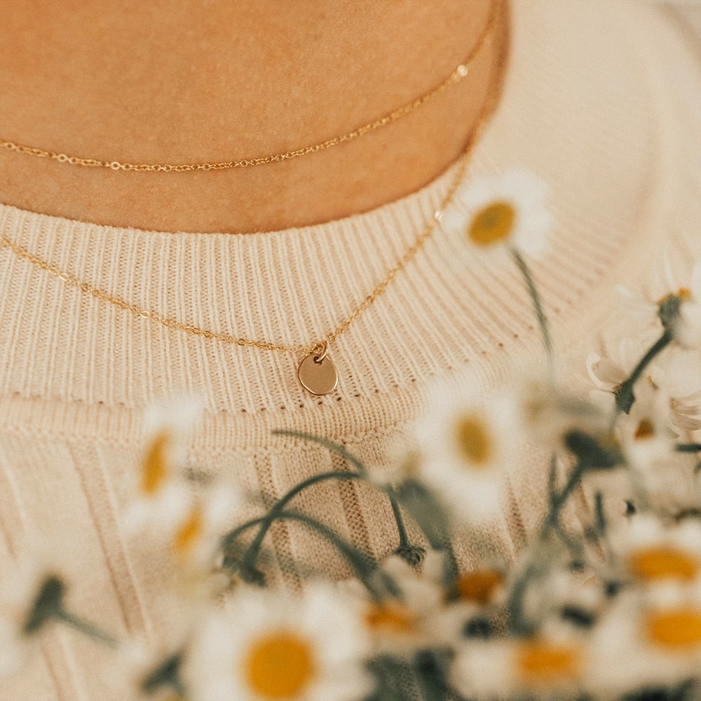 Arya Double Layer Disc Pendant Necklace Set