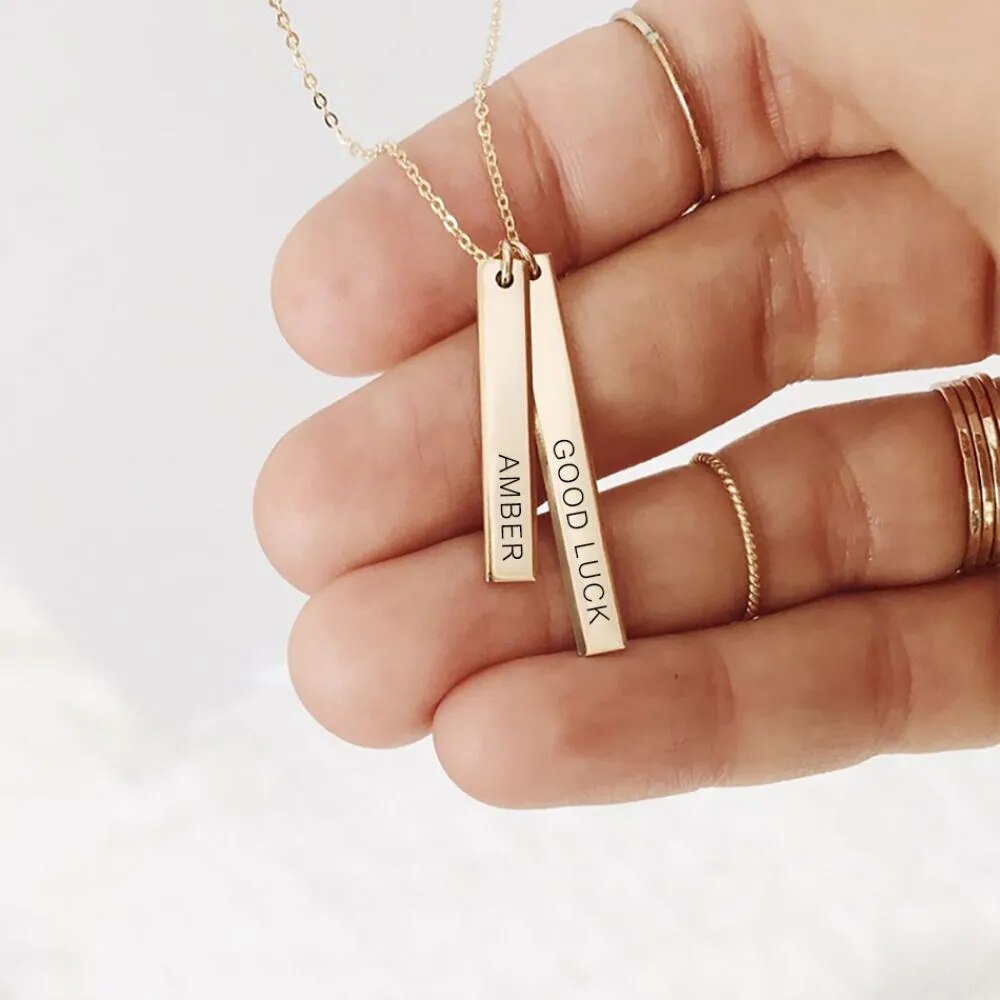 Personalized Double Bar Necklace