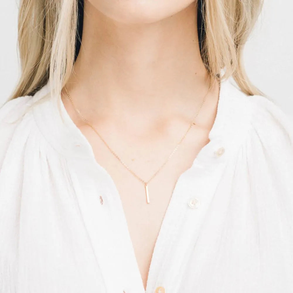 Gold Bar Pendant Fine Chain