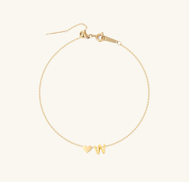 LoveMari Heart Initial Bracelet