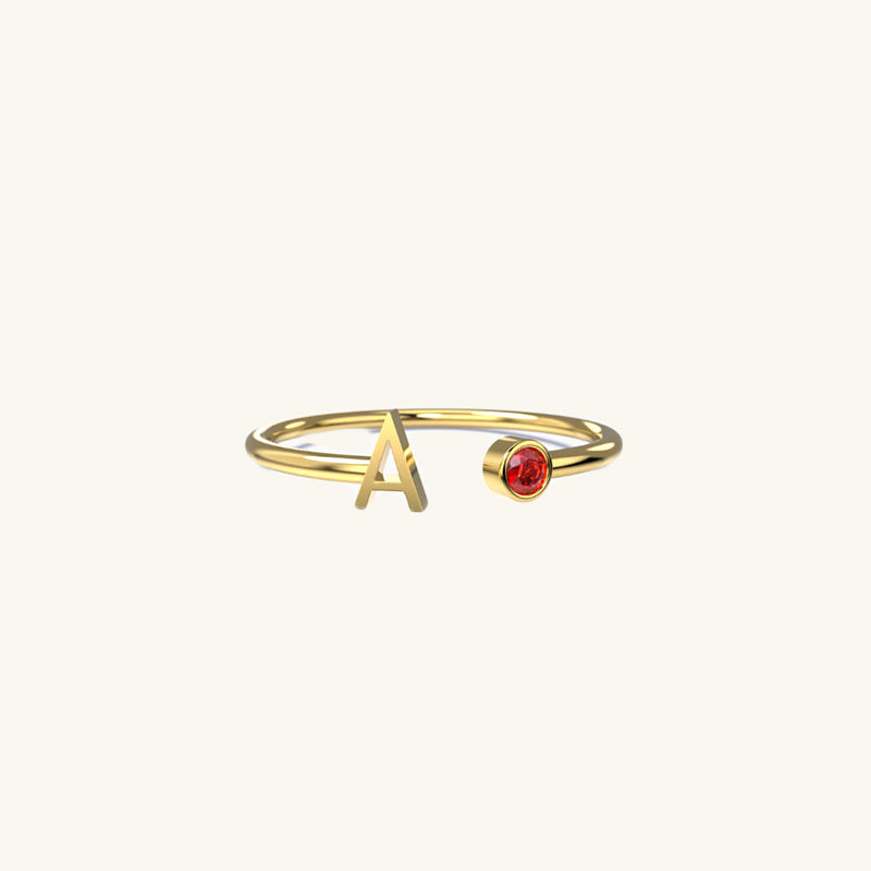 Birthstone Initial Ring