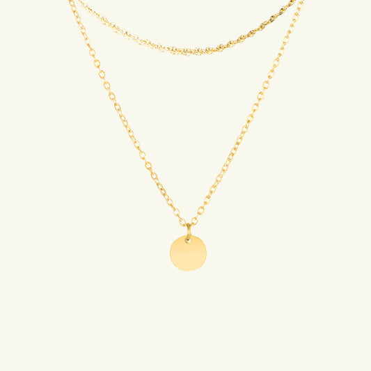 Arya Double Layer Disc Pendant Necklace Set