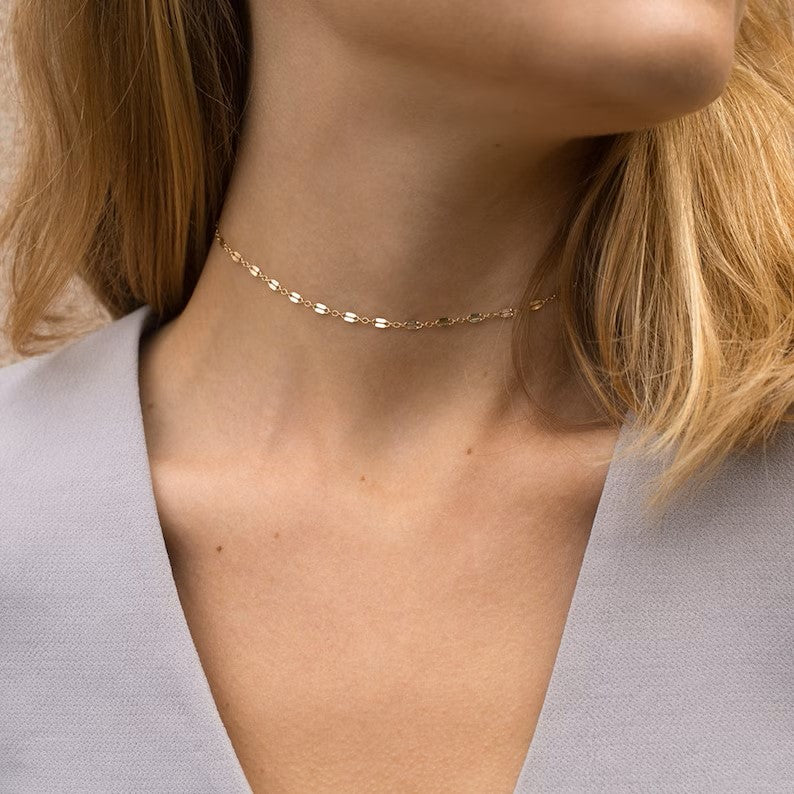 Layered Bar and Link Chain Choker Necklace