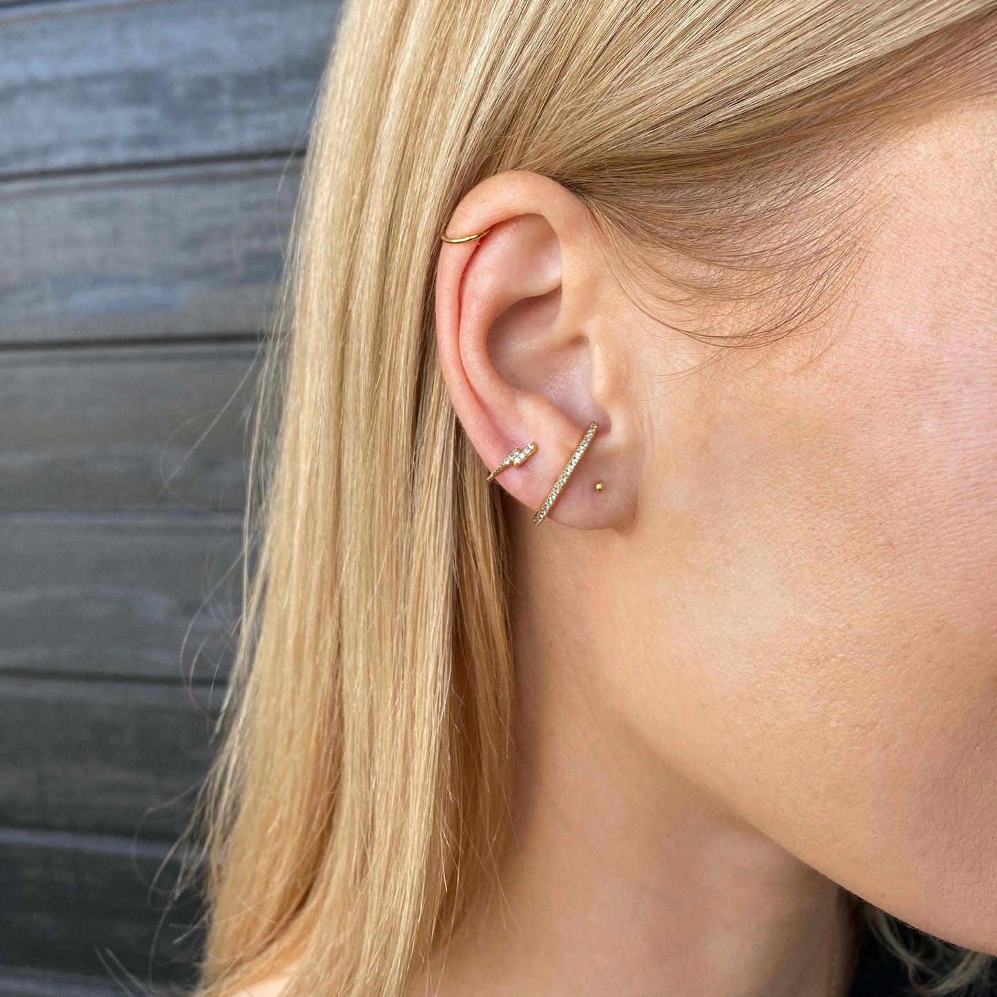 Big C Hoop Stud Earrings