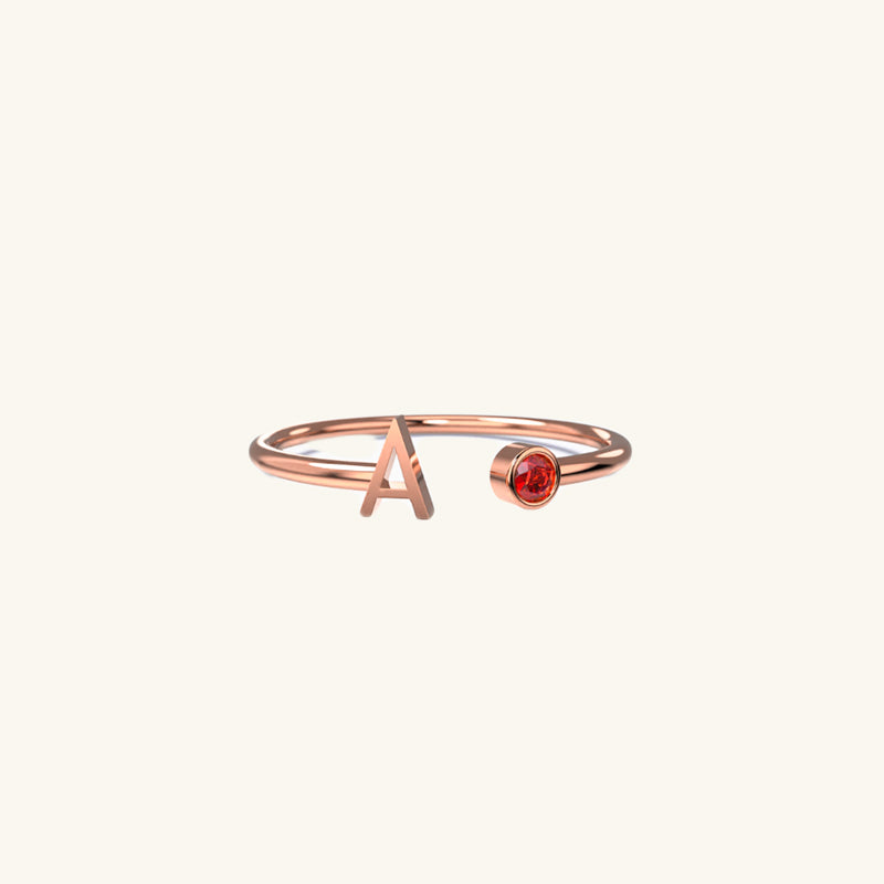 Birthstone Initial Ring