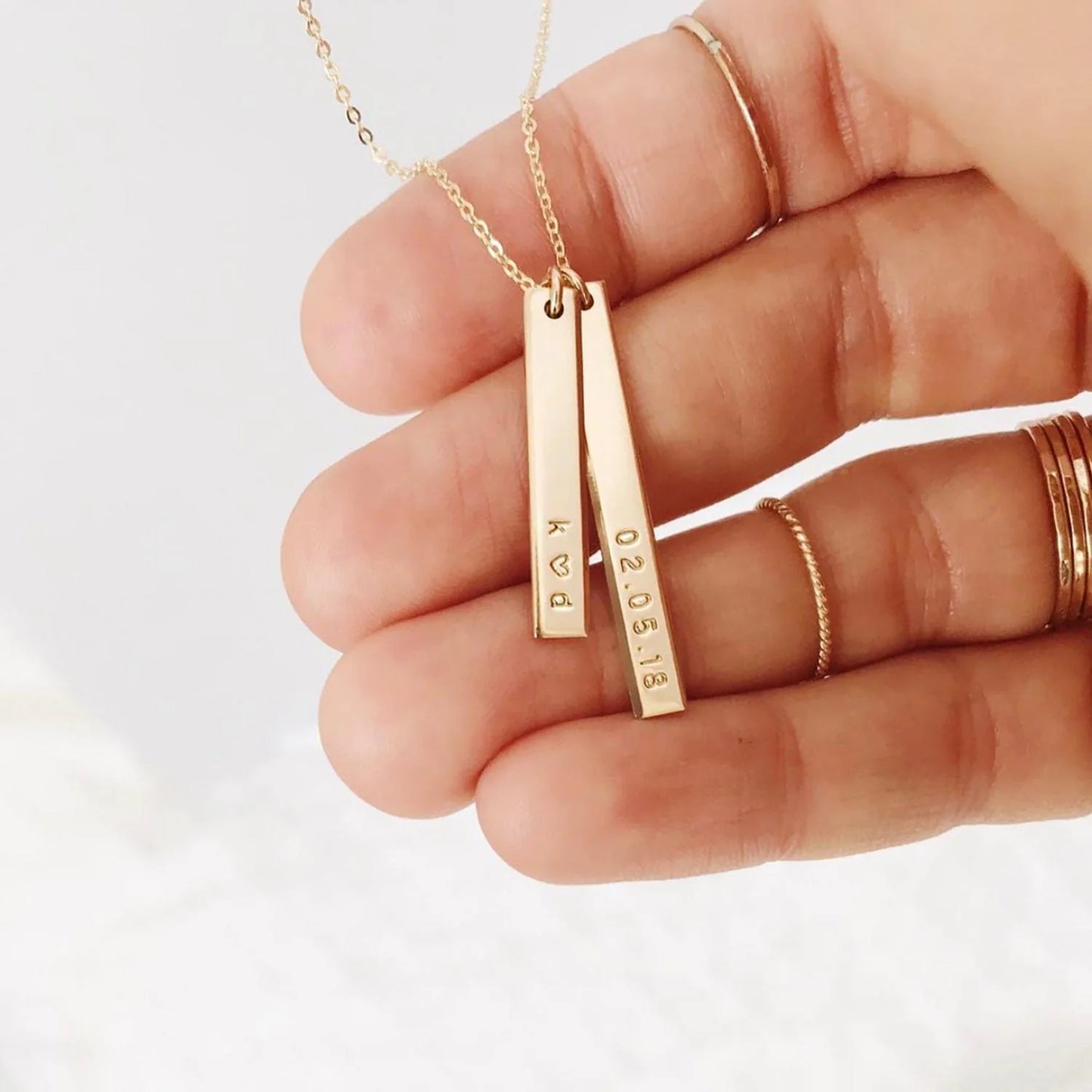 Personalized Double Bar Necklace