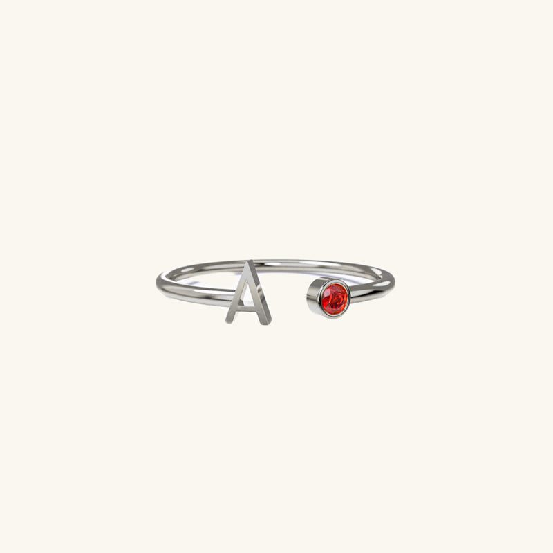 Birthstone Initial Ring