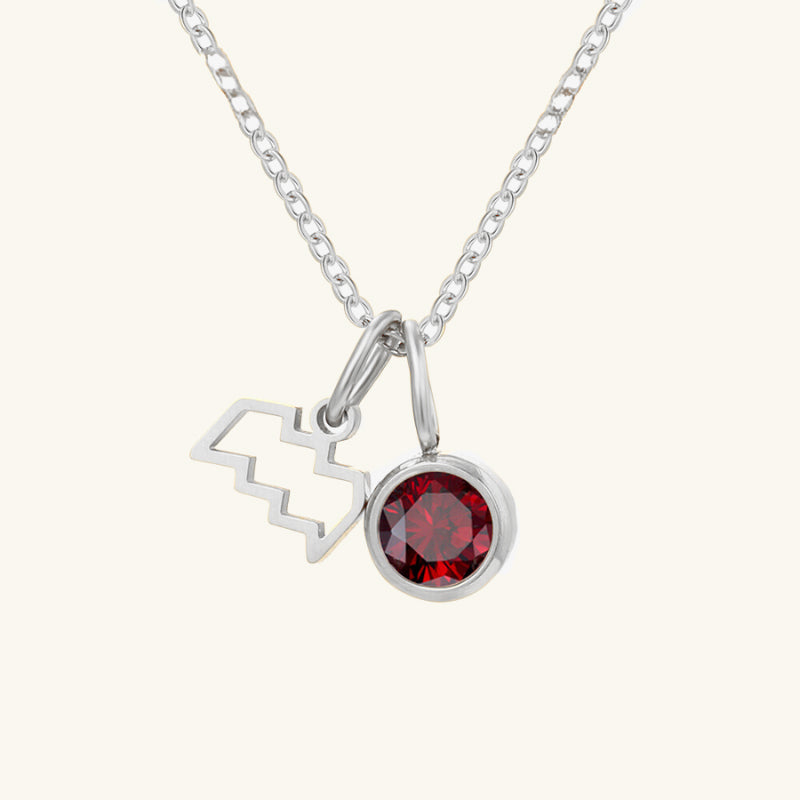Birthstone Zodiac Double Pendant Necklace - Wrenlee