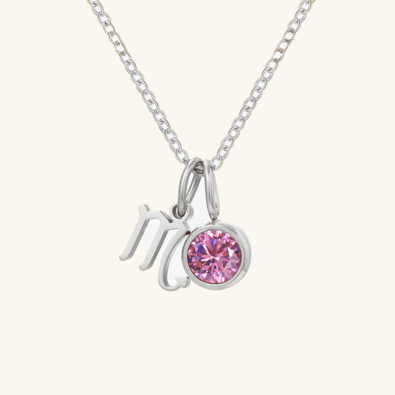Birthstone Zodiac Double Pendant Necklace - Wrenlee