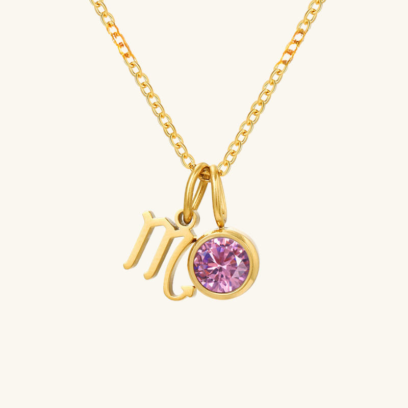 Birthstone Zodiac Double Pendant Necklace - Wrenlee