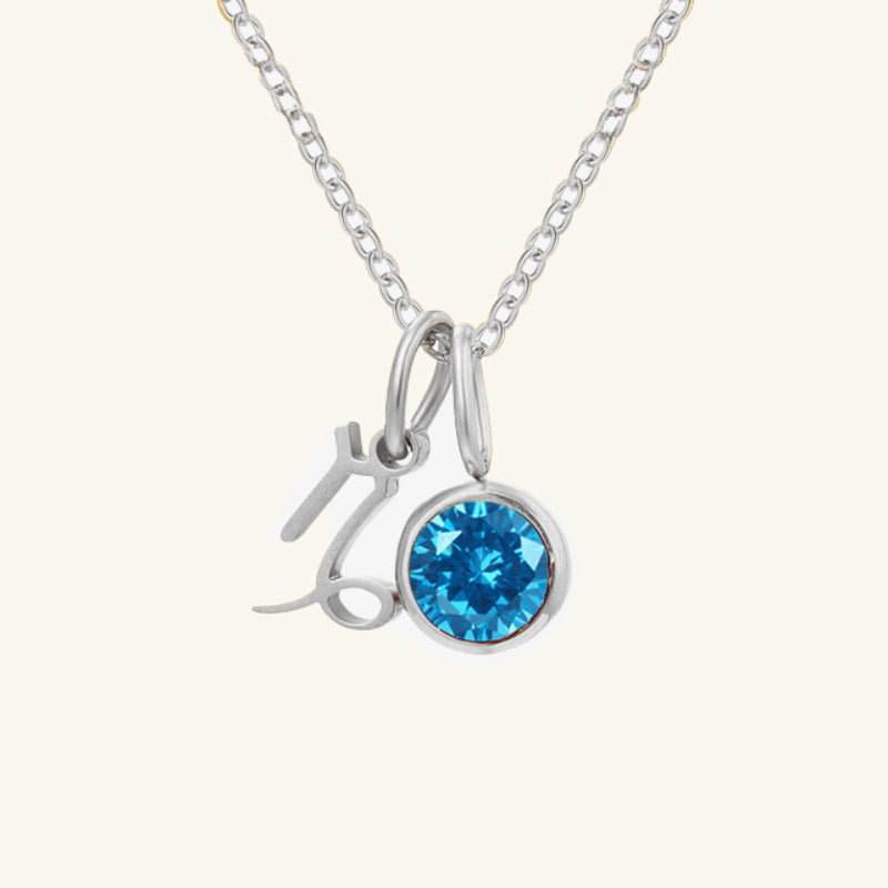 Birthstone Zodiac Double Pendant Necklace - Wrenlee