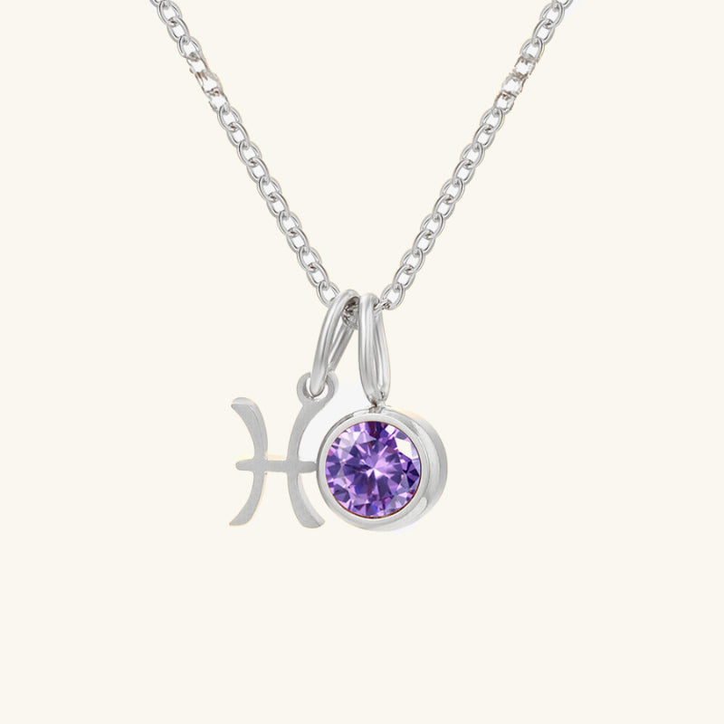 Birthstone Zodiac Double Pendant Necklace - Wrenlee