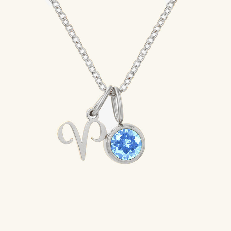 Birthstone Zodiac Double Pendant Necklace - Wrenlee