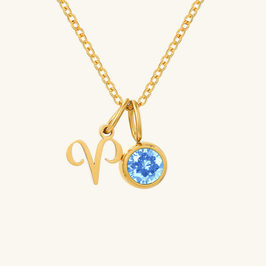 Birthstone Zodiac Double Pendant Necklace - Wrenlee
