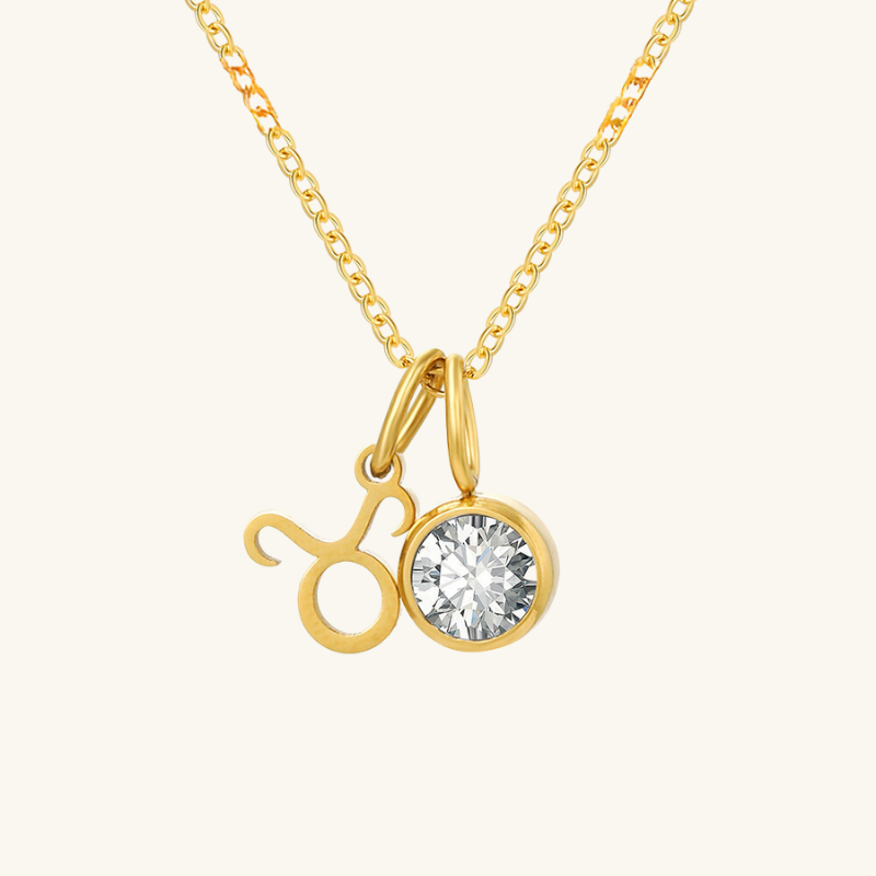 Birthstone Zodiac Double Pendant Necklace - Wrenlee