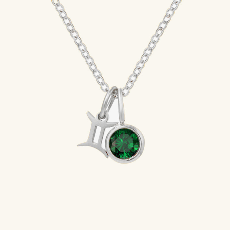 Birthstone Zodiac Double Pendant Necklace - Wrenlee