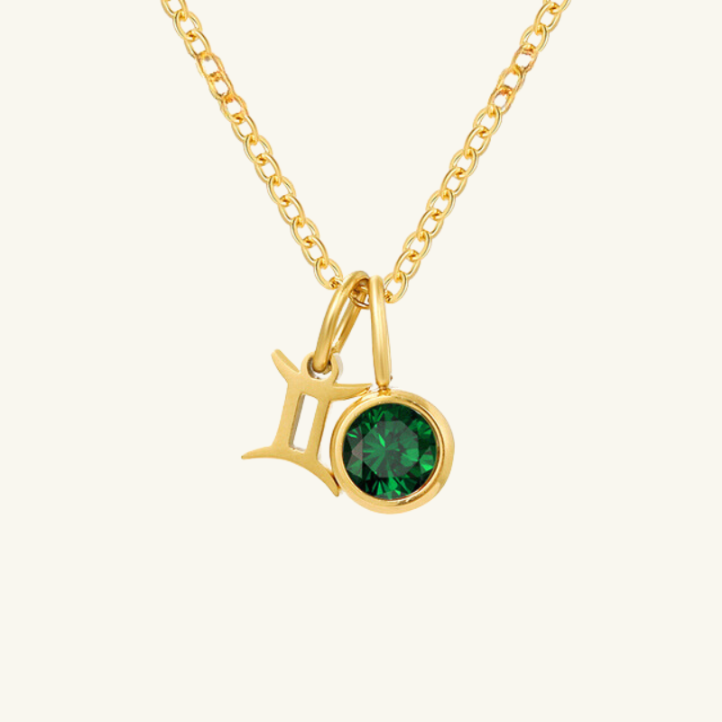 Birthstone Zodiac Double Pendant Necklace - Wrenlee