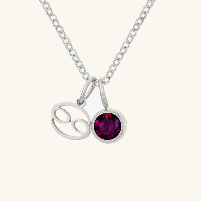 Birthstone Zodiac Double Pendant Necklace - Wrenlee