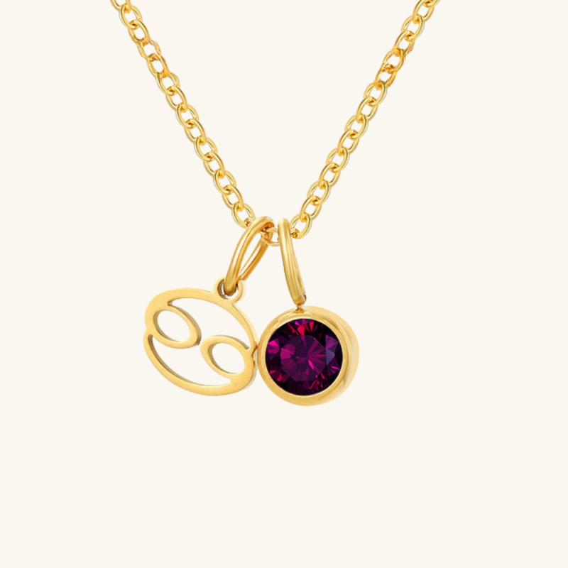 Birthstone Zodiac Double Pendant Necklace - Wrenlee