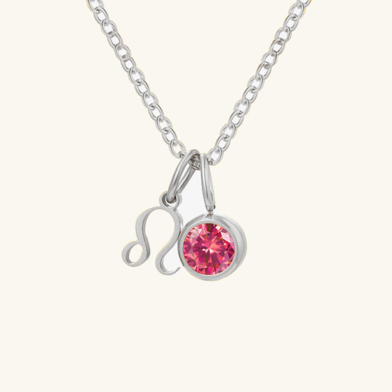 Birthstone Zodiac Double Pendant Necklace - Wrenlee