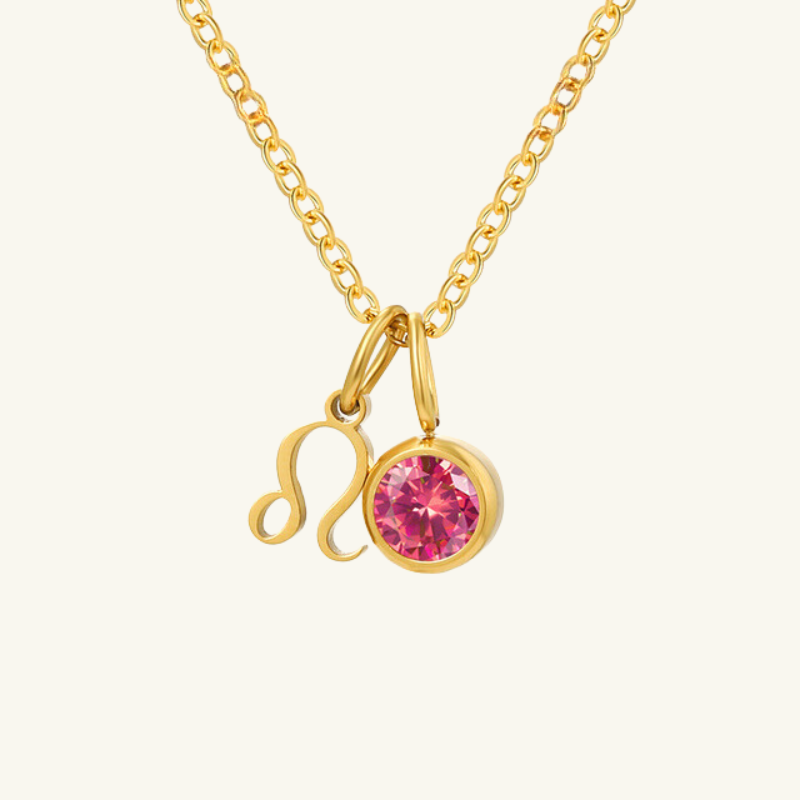 Birthstone Zodiac Double Pendant Necklace - Wrenlee
