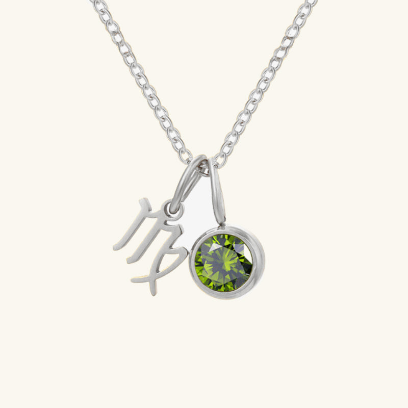 Birthstone Zodiac Double Pendant Necklace - Wrenlee