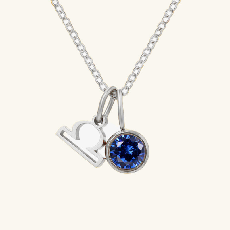 Birthstone Zodiac Double Pendant Necklace - Wrenlee