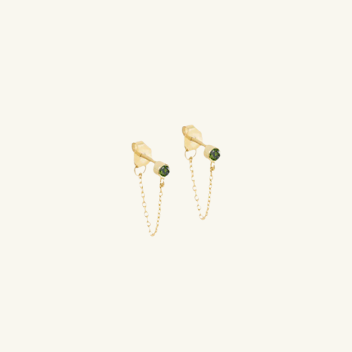 Birthstone Chain Stud Earrings - Wrenlee