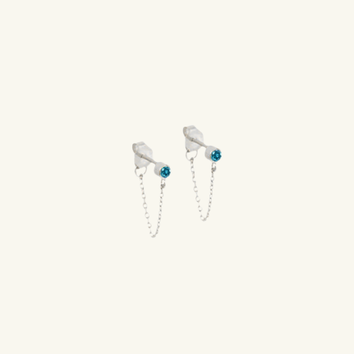 Birthstone Chain Stud Earrings - Wrenlee