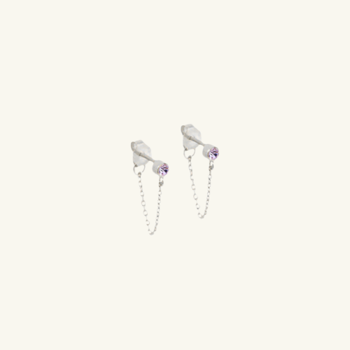 Birthstone Chain Stud Earrings - Wrenlee