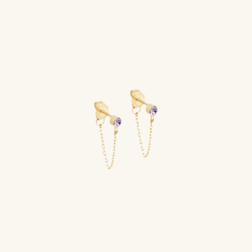 Birthstone Chain Stud Earrings - Wrenlee