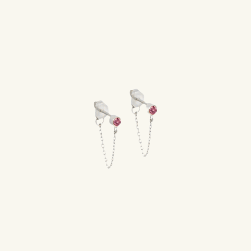 Birthstone Chain Stud Earrings - Wrenlee