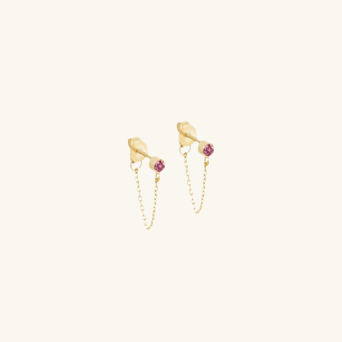 Birthstone Chain Stud Earrings - Wrenlee