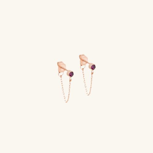 Birthstone Chain Stud Earrings - Wrenlee