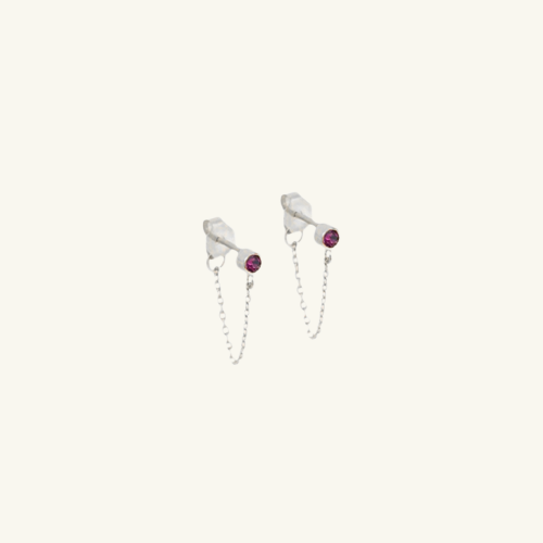 Birthstone Chain Stud Earrings - Wrenlee