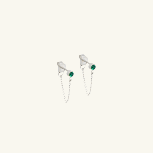 Birthstone Chain Stud Earrings - Wrenlee