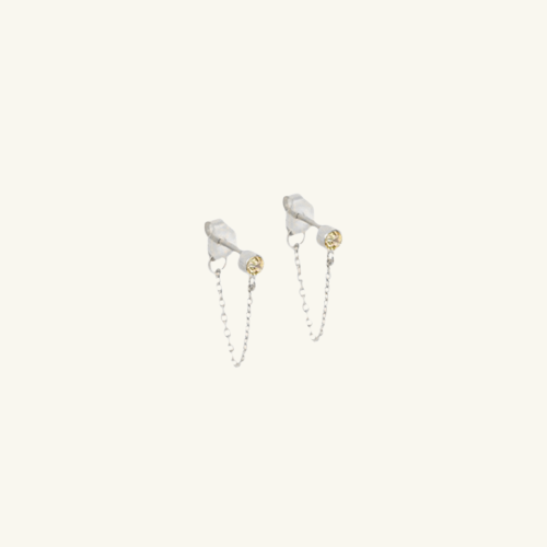 Birthstone Chain Stud Earrings - Wrenlee