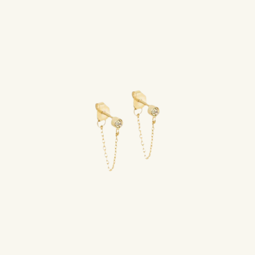 Birthstone Chain Stud Earrings - Wrenlee