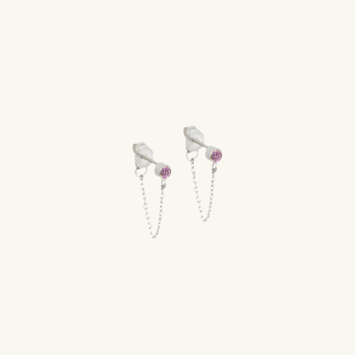 Birthstone Chain Stud Earrings - Wrenlee