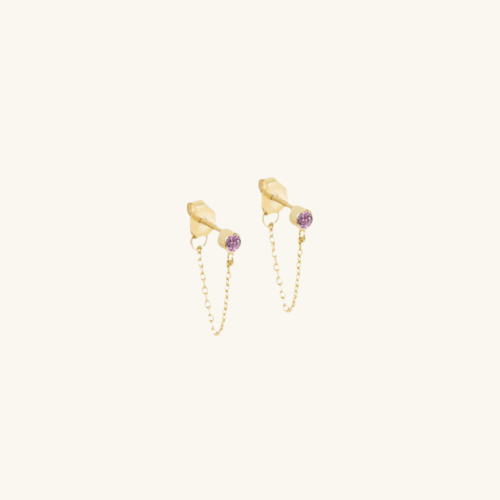 Birthstone Chain Stud Earrings - Wrenlee
