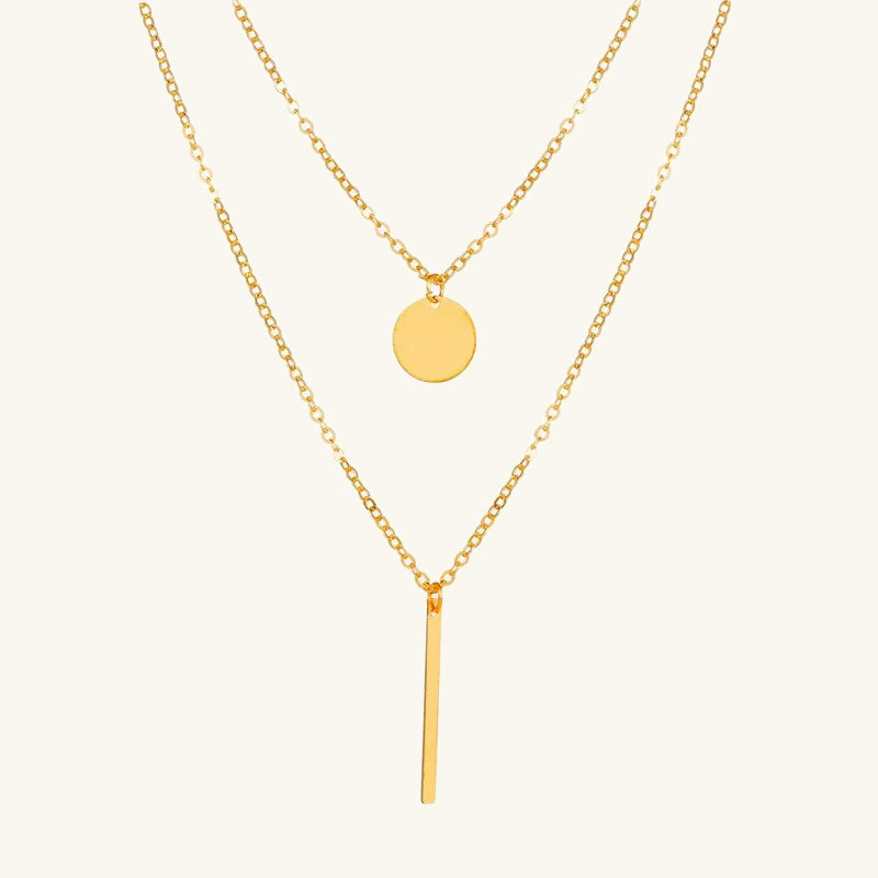 Bar and Disc Layered Necklace