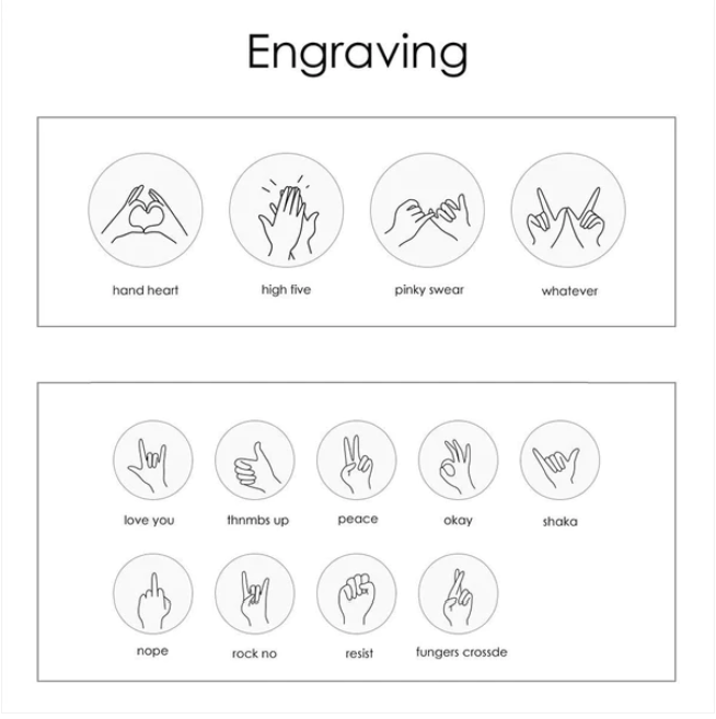 Dainty Engraved Hand Gestures Bracelet