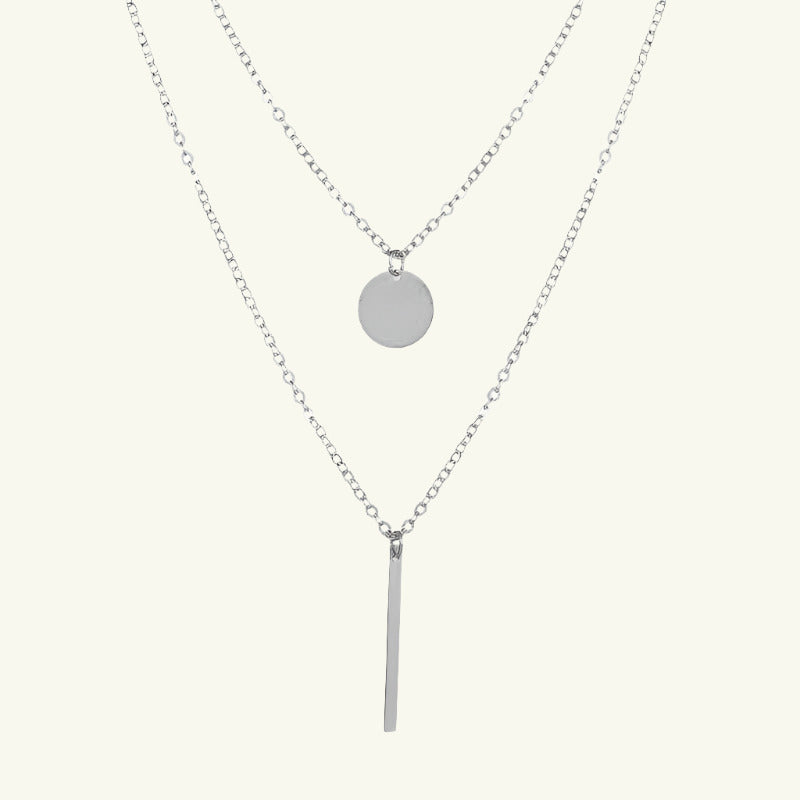 Bar and Disc Layered Necklace