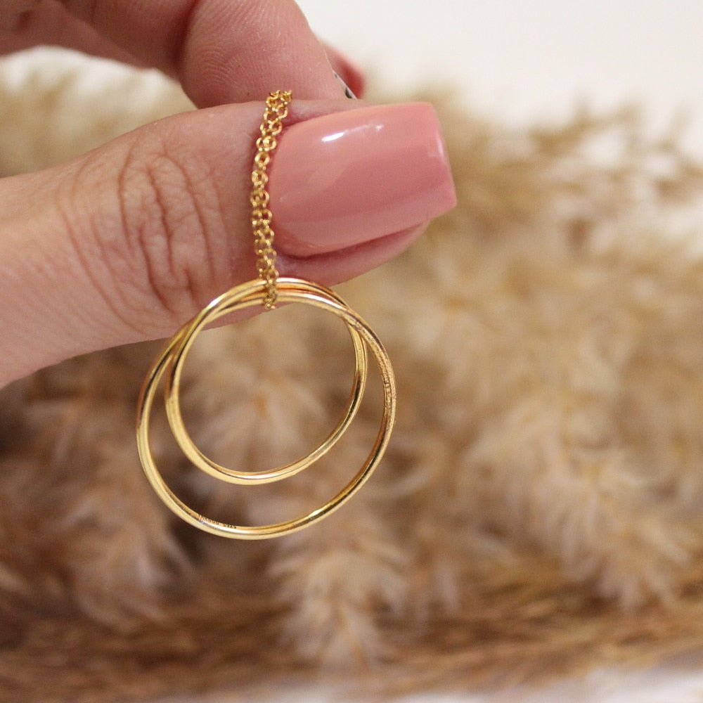 Double Circle Drop Earrings